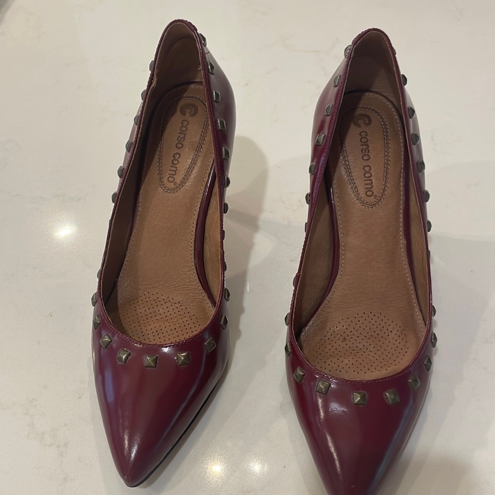 Corso como burgundy heels. Made in Brazil. Size 8